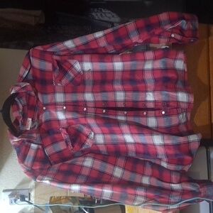 plaid flannel button-down